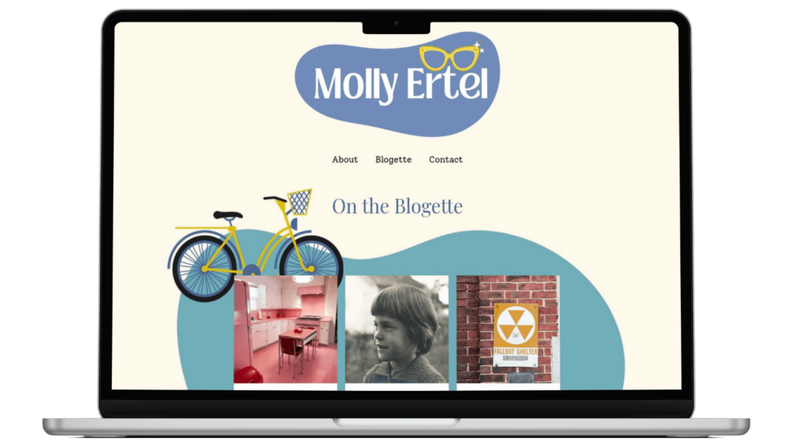 Macbook showing website for Molly Ertel, Writer